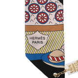 HERMES エルメス ツイリー チャーム パティスリー フランセーズ ブラック/ホワイト/ブルー ゴールド金具 レディース シルク100％ スカーフ 新品 銀蔵