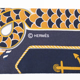 HERMES エルメス ツイリー Epaulettes de Gala 紺/白/マスタード系 レディース シルク100％ スカーフ 未使用 銀蔵