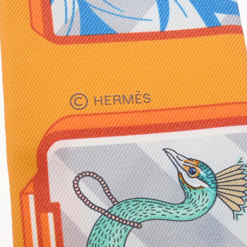 HERMES エルメス ツイリー HERMES STORY HERMES オレンジ レディース シルク100％ スカーフ 未使用 銀蔵