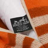 HERMES エルメス クッション イターク オレンジ/茶 ユニセックス ウール90%/カシミヤ10% その他ファッション雑貨 新品 銀蔵