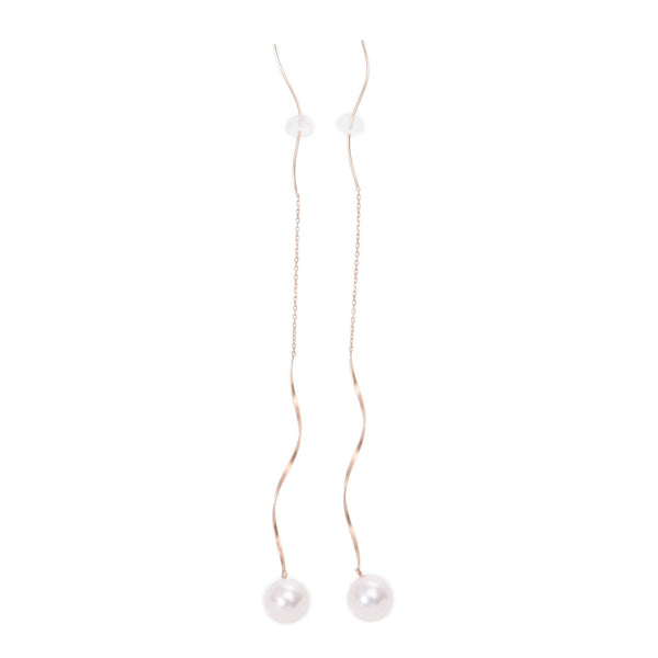 Other Akoya Pearl 8.5mm I Line Women's K18PG Earrings New Sinkjo