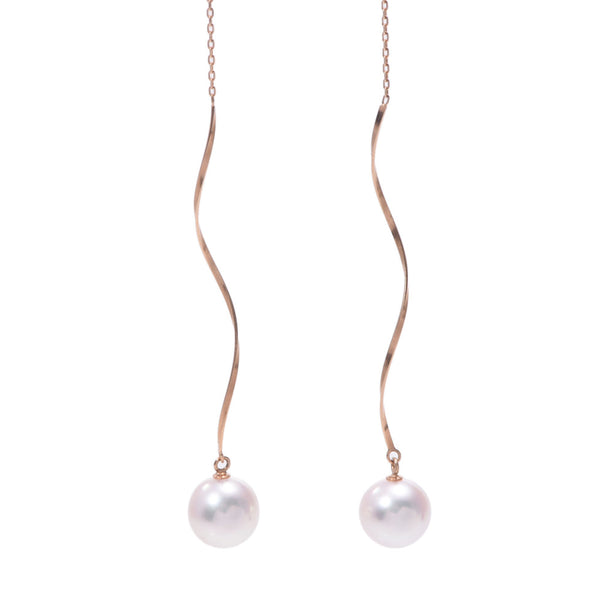 Other Akoya Pearl 8.5mm I Line Women's K18PG Earrings New Sinkjo